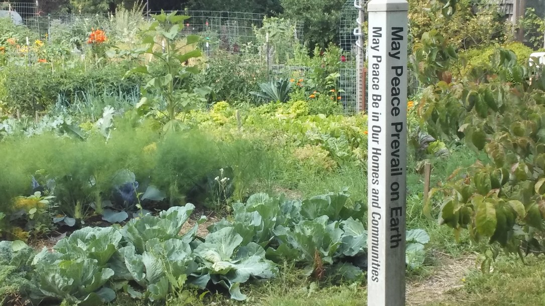 Peace Pole in Garden