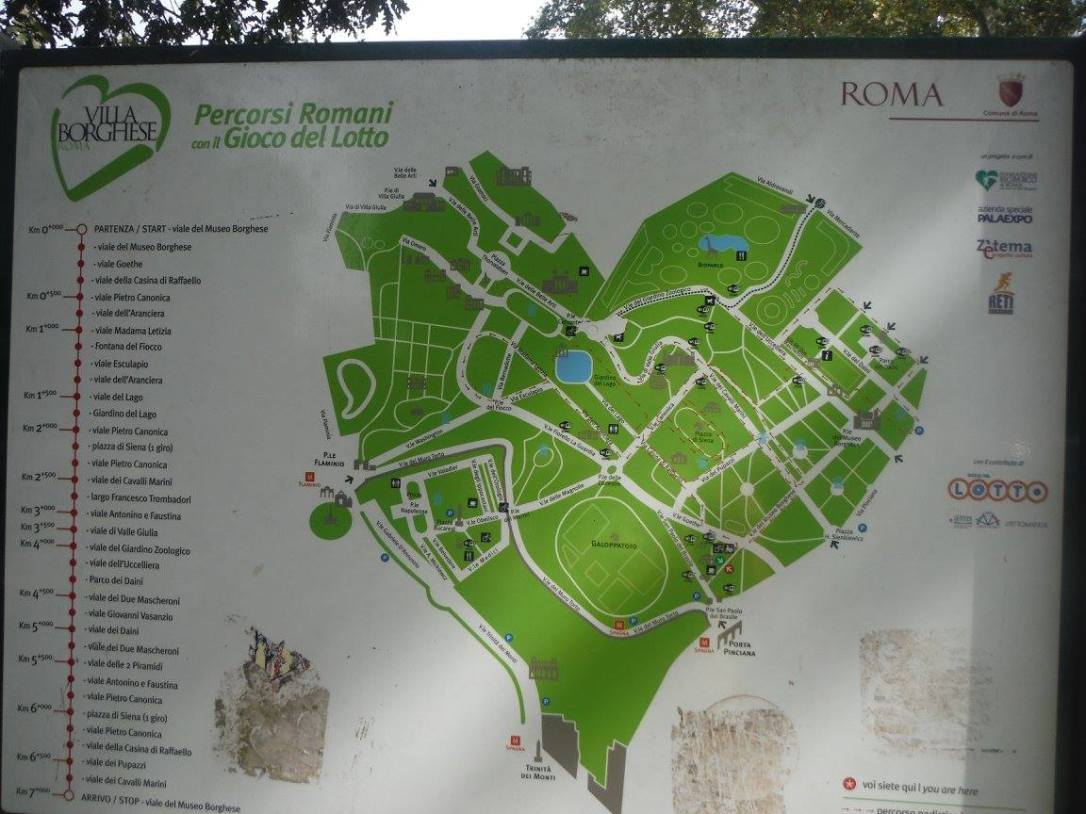 Villa Borghese Map, Roma Italia