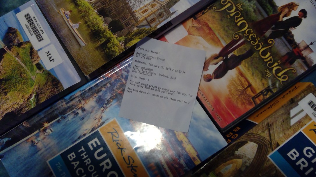 Library Guidebooks, Movie, and Reciept